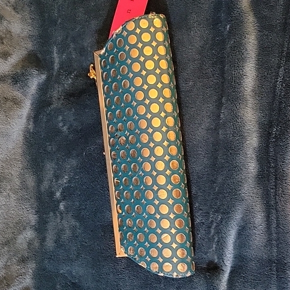 Nichole Lee Collection,  Dark Green With Gold Poka Dots Clutch, NWT - Picture 3 of 6
